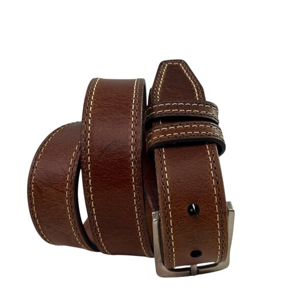 OVERLAND Cognac Oil Tanned Harness Leather Men's Belt Made in the USA Size 36 - Picture 1 of 11